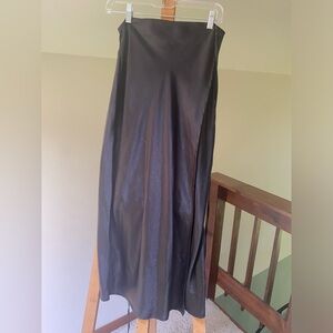 Strappy Satin High Waisted Midi Skirt